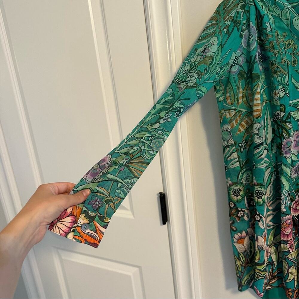 Soft Surroundings Green Floral Botanical Top Blouse XS - Picture 10 of 11